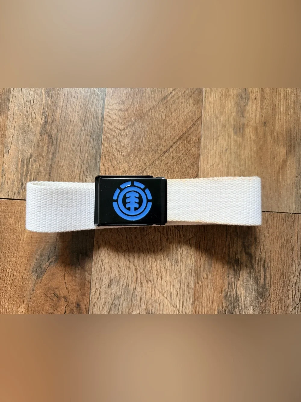 Element Beyond 2.0 Webbing Belt White with Black Blue Logo Buckle